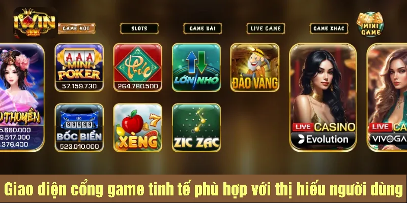 Giao diện cổng game tinh tế phù hợp với thị hiếu người dùng